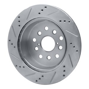 Lexus LS430 Brake Rotor (1) - Rear Right - R1 Concepts - Drilled & Slotted - Silver - `01-`06